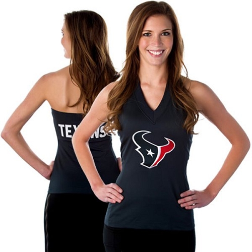 All Sport Couture Houston Texans Women's Blown Cover Halter Top - Navy Blue